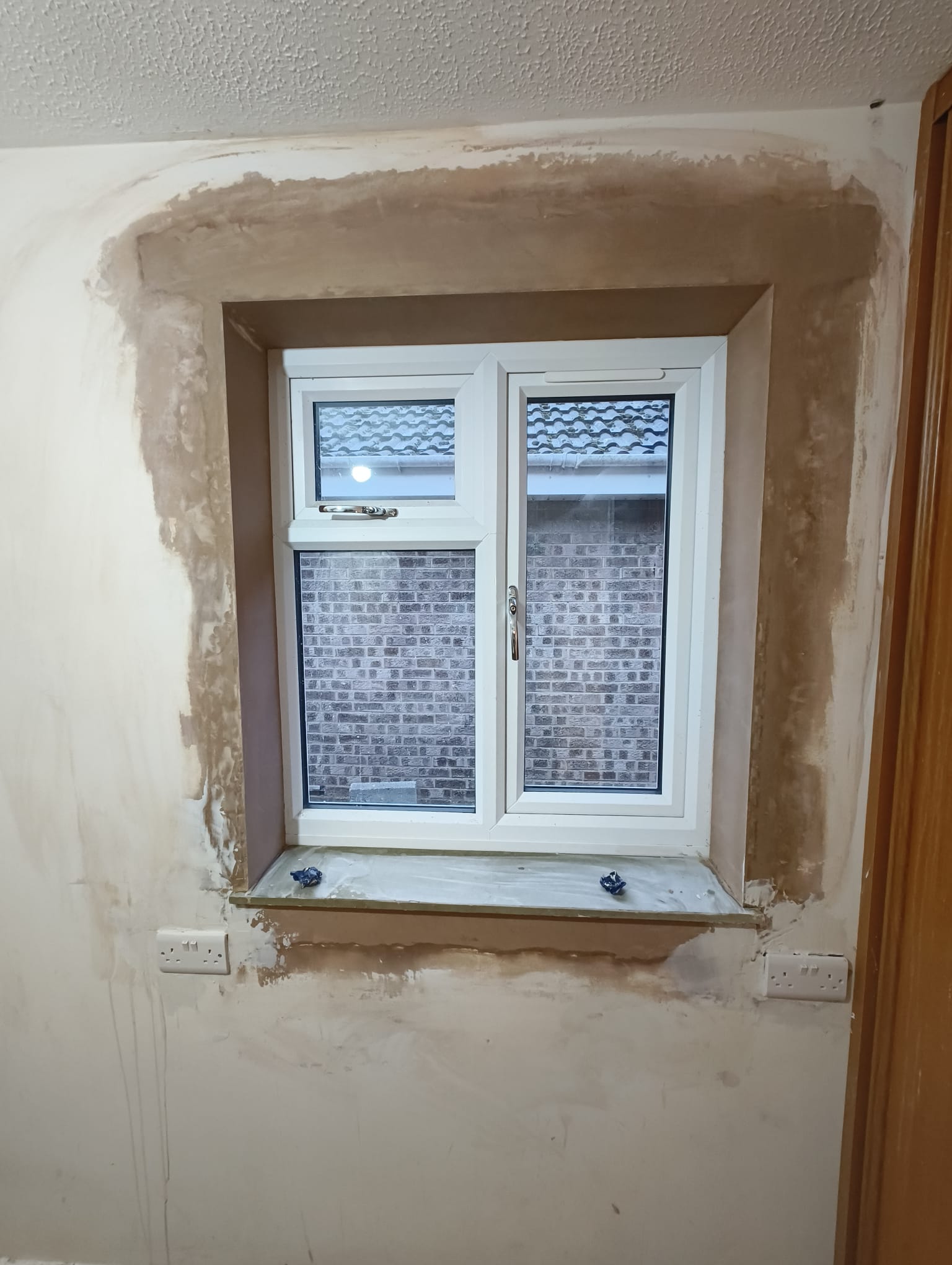 Fresh plaster finish ready for paint